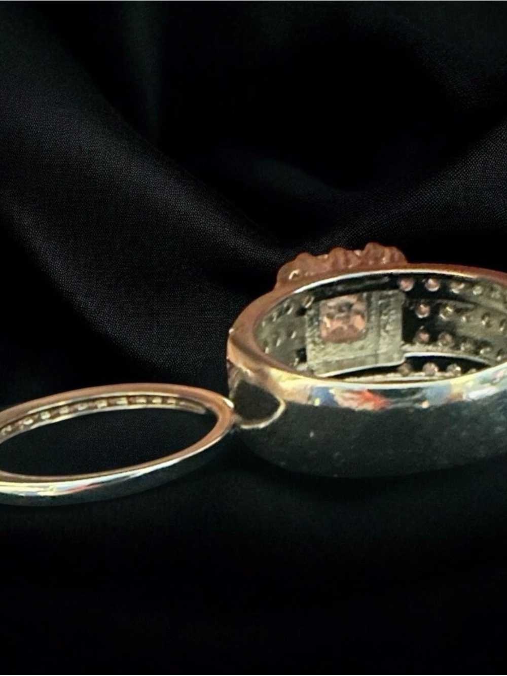 Princess Cut Halo Bridal Ring Set Silver Tone Multilayer Sz 8 NWOT - Picture 3 of 3